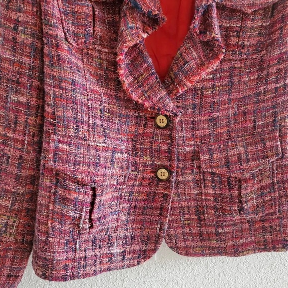 Tory Burch Teed Patern Blazer Wool Blend Size 8 - Picture 7 of 10